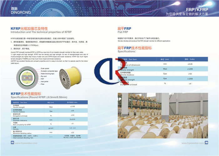 Cable Strength Member FRP Core Glass Fiberglass Agents Material Flat  5.0mm